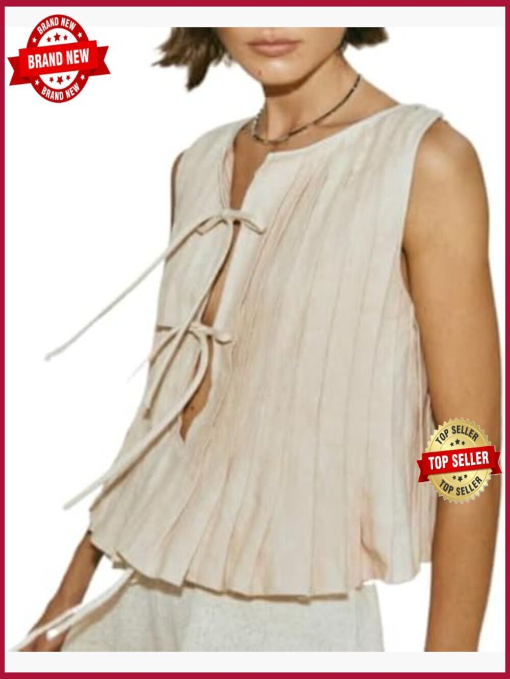 Linen Tie Front Tank Top Sleeveless Peplum Blouse Y2K Babydoll Tunic